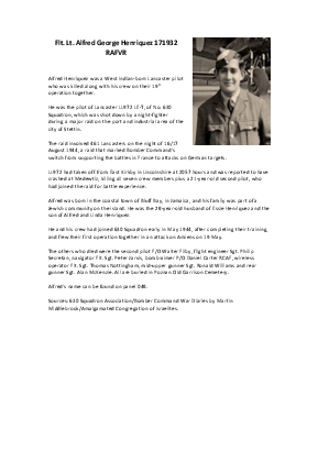 A preview of a PDF biography for Henriquez, Alfred George